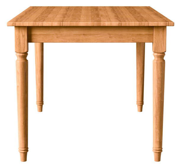 istock A wooden table with two legs on a white background. 3D rendering illustration 2197801154