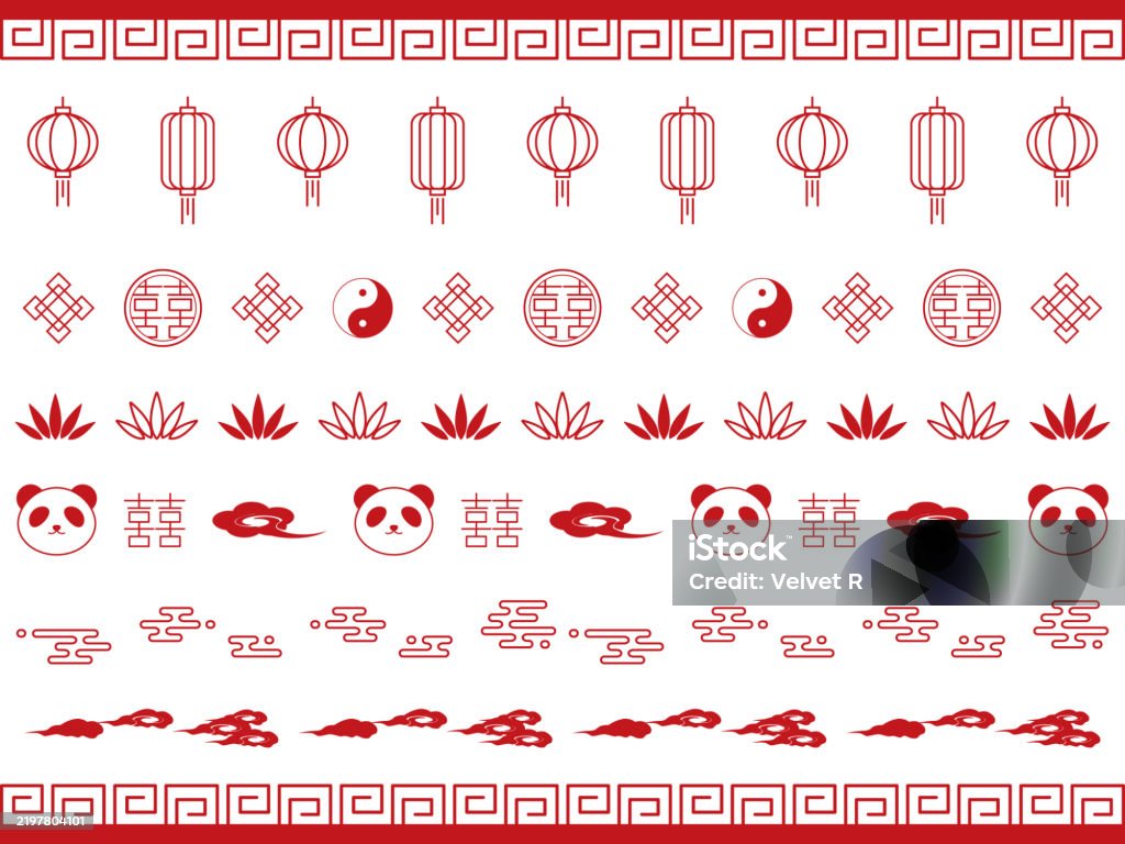 Chinese Style Line Luxurious Chinese Style Line Set Stock Illustration - Download Image ...
