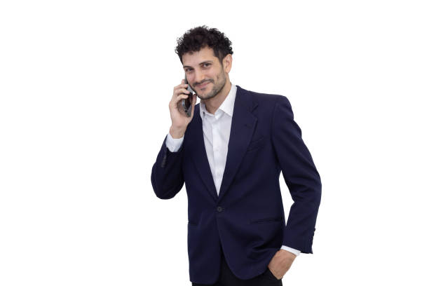 Portrait of caucasian businessman with phone call
