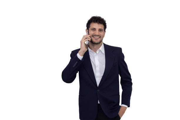 Portrait of caucasian businessman with phone call