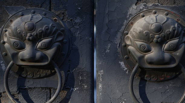 istock Traditional Chinese Door Knockers with Lion Faces 2197804770