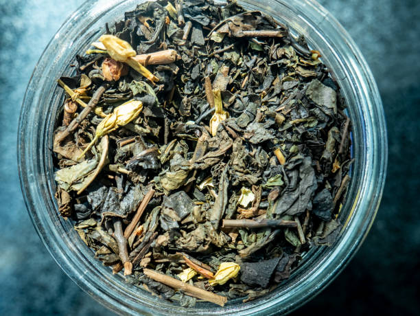 istock Dried jasmine tea leaves placed in a jar ready to be brewed 2197809615