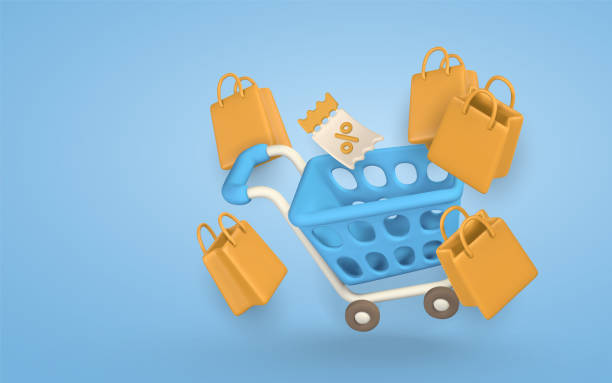 istock Online shopping banner. Shopping cart and gift bags. Vector illustration 2197811809