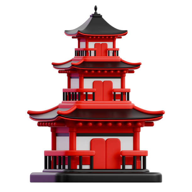 A stunning 3D depiction of a traditional Japanese pagoda, reflecting cultural heritage and Zen architecture