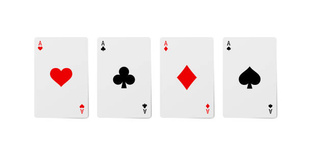 istock Playing cards for poker and gambling, three aces isolated on white, clipping path 2197820024