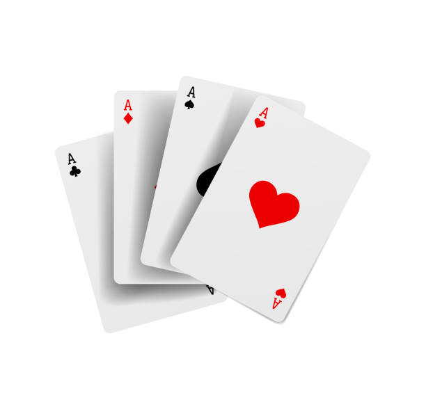 istock Flying playing cards for poker and gambling, three aces isolated on white, clipping path 2197820154