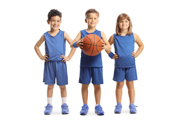 istock Junior basketball team in blue jerseys 2197820627