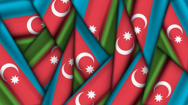 istock Set of AZERBAIJAN Flags Stacked on Top of Each Other 2197821735
