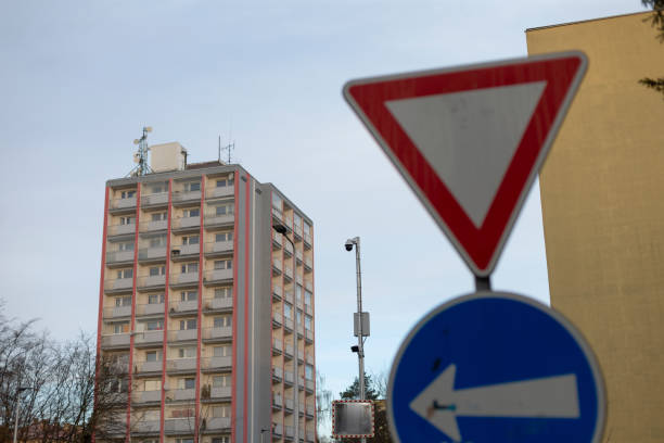 istock A blue sign that has an arrow pointing to the left direction 2197823396