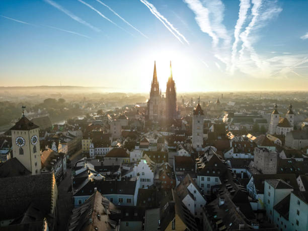 istock Regensburg, Germany: Sunrise behind the cathedral 2197836087