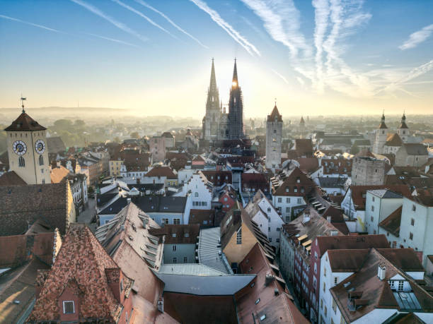 istock Regensburg, Germany: Sunrise over the city 2197836093