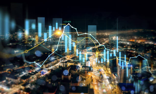 istock Investment analysis in real estate business development.Big data chart on city backdrop chart.Business development, financial plan and strategy.Analysis finance graph and market chart investment. 2197837677
