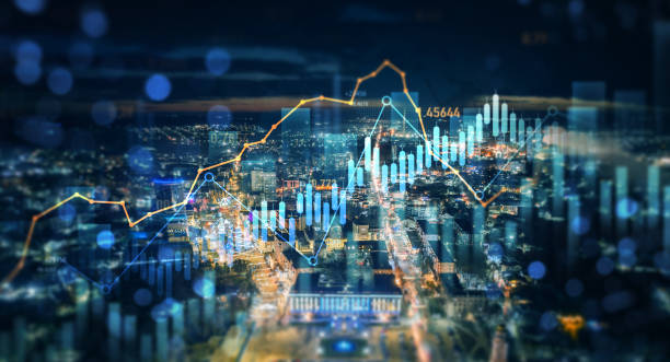 istock Investment analysis in real estate business development.Big data chart on city backdrop chart.Business development, financial plan and strategy.Analysis finance graph and market chart investment. 2197837678