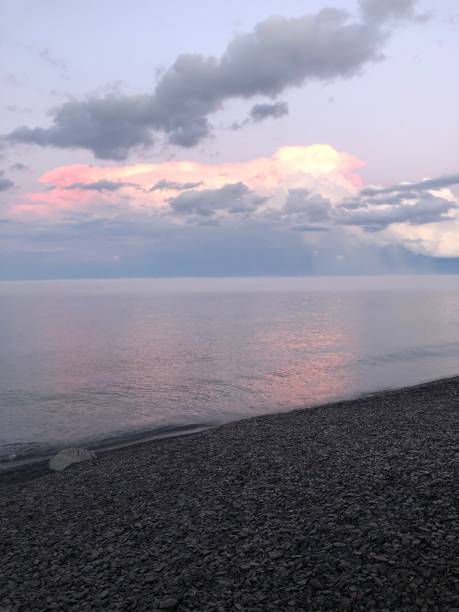 istock Lake Superior at dusk, clouds and reflection 2197838893