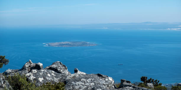 istock Robben Island and Table bay view from Table mountain cableway station 2197839245