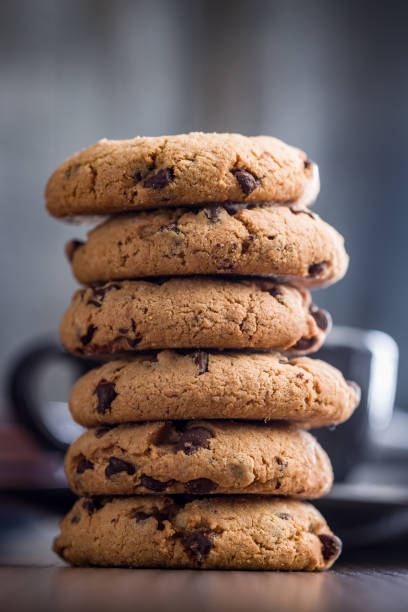 istock Chocolate chip cookies on wooden table. 2197840356