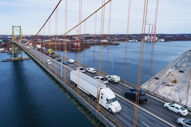 istock Semi Truck on Bridge 2197844599