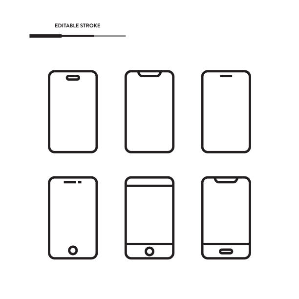 illustrations, cliparts, dessins animés et icônes de conception vectorielle d’ensemble d’icônes de smartphone. - téléphone mobile intelligent