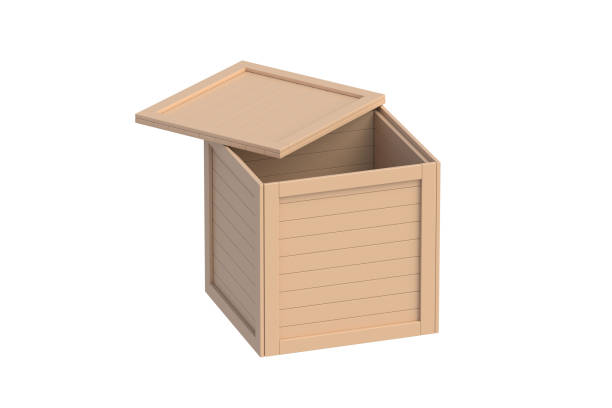 Empty wooden box isolated on white with clipping path.