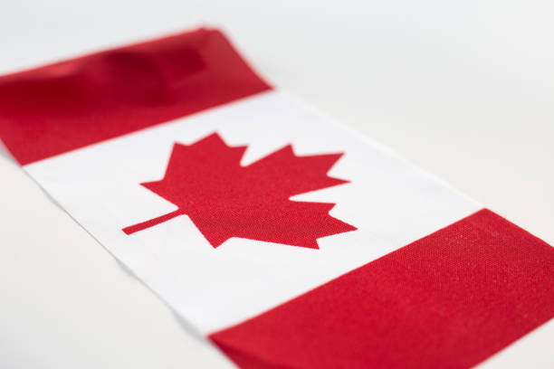istock Canadian flag on white background. 2197877359