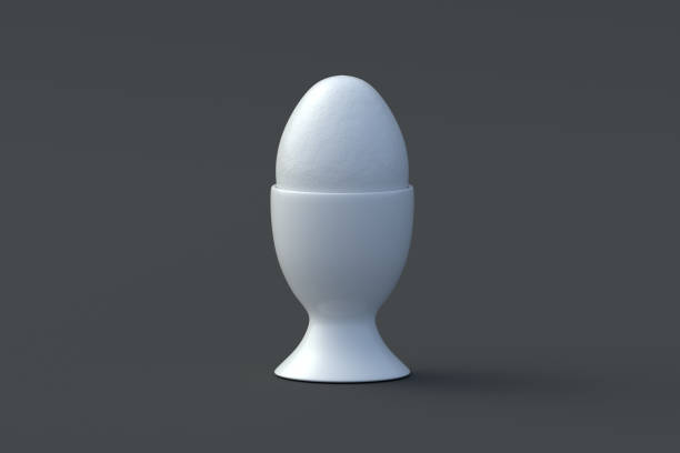istock Egg in holder on black background. Natural food. Kitchen utensils. 3d render 2197877738