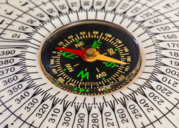 istock The compass needle, a tool for indicating north, is photographed in close up. 2197879283