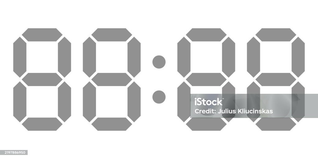Digital Clock Segment Display Vector Electronic Numeric Digits Design ...