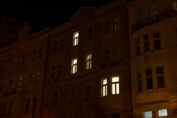 istock A building with many windows is beautifully lit up at night 2197898585