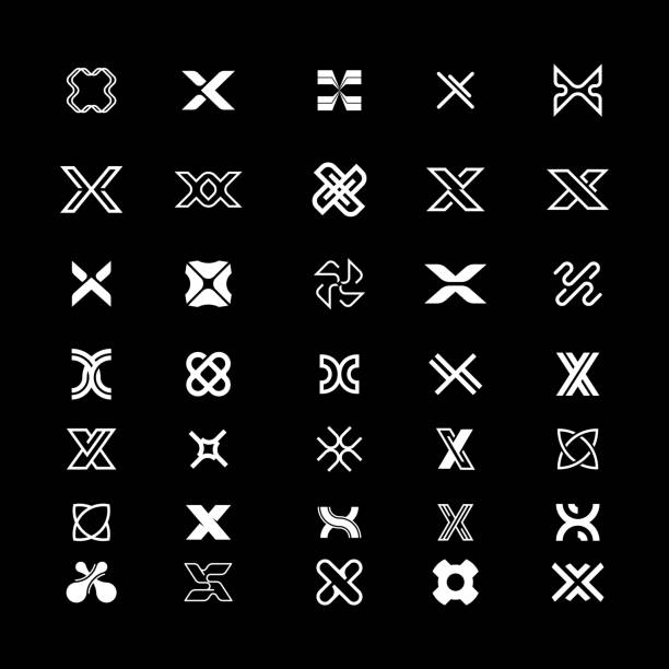 bildbanksillustrationer, clip art samt tecknat material och ikoner med x letter logo set design template - bokstaven x