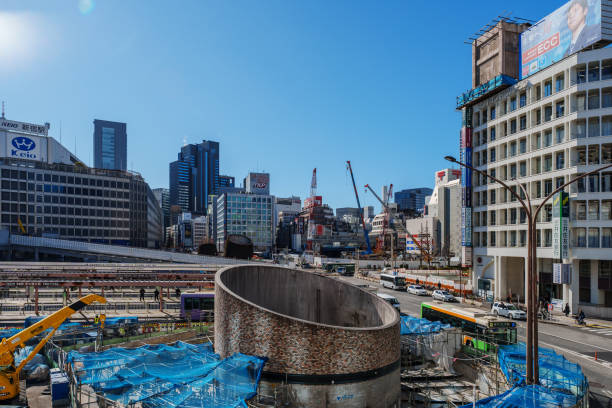 Shinjuku Station under construction