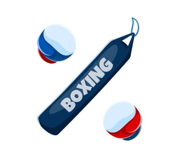 istock Cartoon percent symbol boxing punch bag and gloves 2197906385