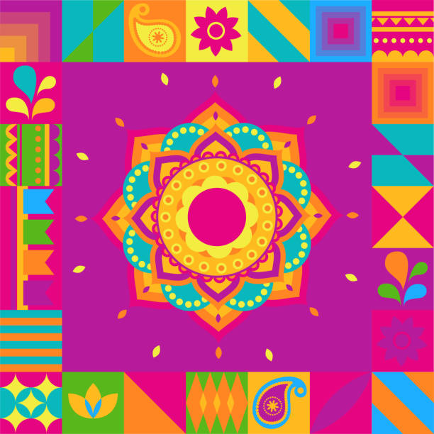 Indian Holi Festival Patterns vector A colorful set of patterns inspired by Holi festival motifs in vector style. Ideal for festive decor, event design, and cultural celebration themes. holi color stock illustrations