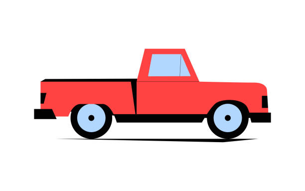 istock Red Pickup Truck In Flat Vector Illustration Symbolizing Rural Transport, Agriculture Logistics, And Farm Equipment, Isolated On White Background 2197910652
