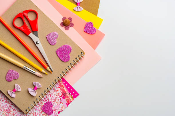 istock Crafting supplies arranged creatively for a fun DIY project at home 2197915755