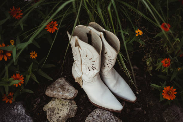 White leather cowboy boots for woman
