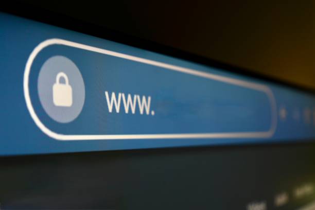 browser address bar with www. and a lock icon, symbolizing a secure internet connection.