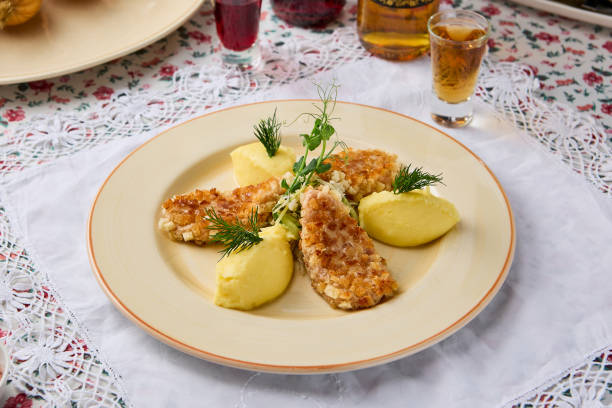 istock Gourmet Presentation of Mashed Potatoes with Pozharsky Cutlets on Elegant Table Setting 2197917071
