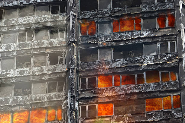 Grenfell Tower, residential tower block, North Kensington, London, England, severe fire,  June 2017,