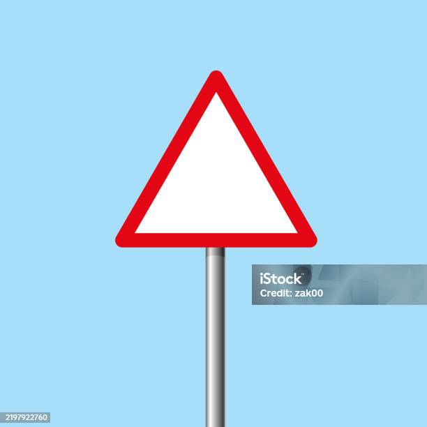 Triangular Business Sign Blank Triangular Warning Sign Post Stock Illustration - Download Image ...