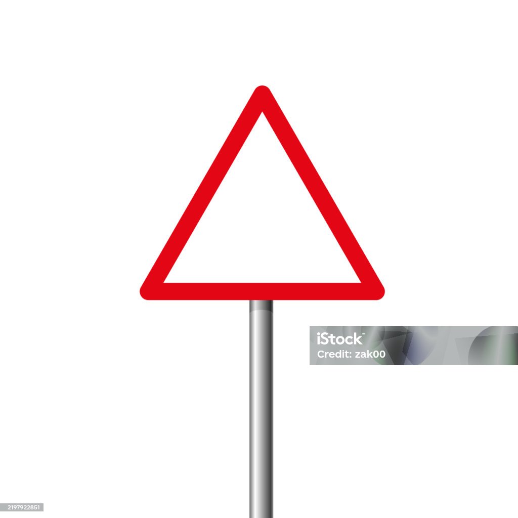 Triangular Product. Sign Blank Triangular Warning Sign Post Stock Illustration - Download Image ...