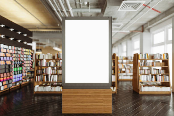 istock Front View Of Blank Billboard In A Bookstore With Blurred Background 2197934244