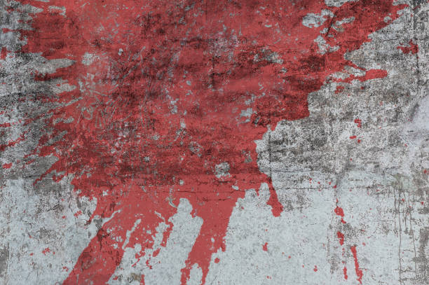 istock Red paint splashes on wall texture. Blood stain texture on wall. 2197935541