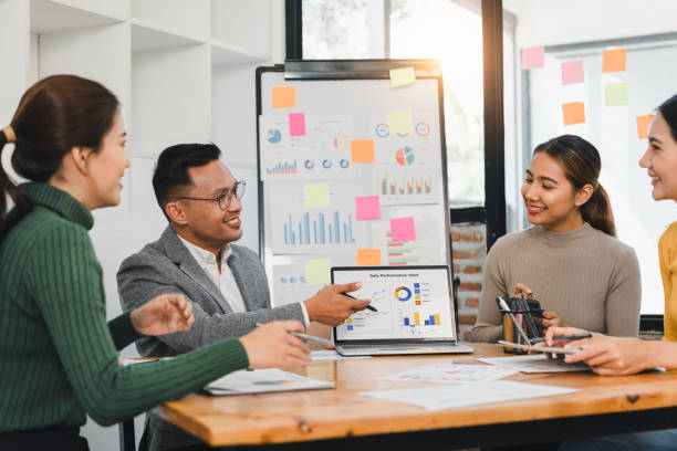 istock Team discussing sales performance charts in modern office 2197936667