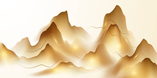 istock Modern design vector illustration of beautiful Chinese ink landscape painting. 2197938538