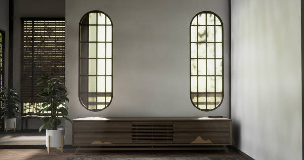 istock Nihon room design interior with door paper and cabinet shelf wall. 3D rendering 2197939911
