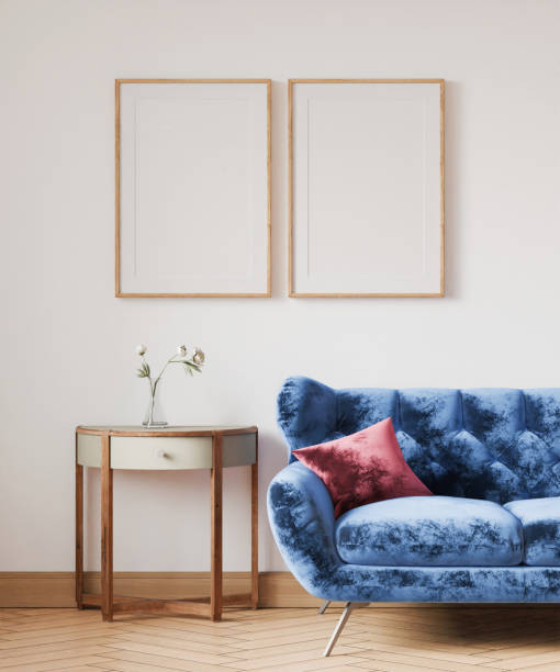 istock interior living room mockup picture, two frame, poster empty in home design, interior design element mockup, blank frame 3d render 2197942890