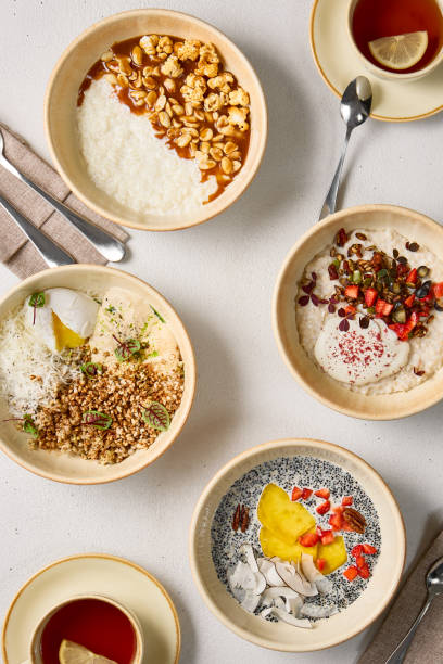 istock Breakfast Cereal Medley Rice, Oats, Buckwheat, and Quinoa in a Rustic Light 2197947503
