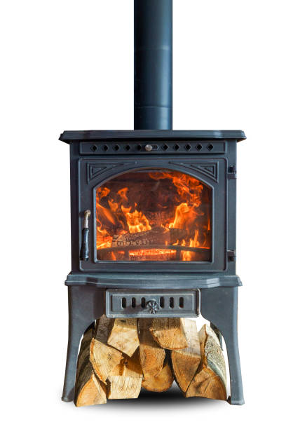 istock Fireplace stove with firewood isolated on white background 2197948034