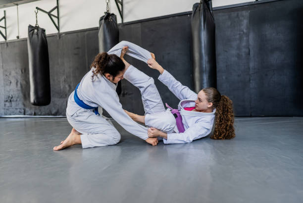 istock Females training Jiu-jitsu at the gym 2197954851