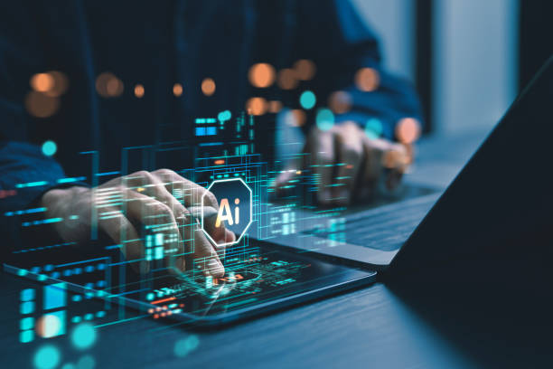 manusia menggunakan laptop dan komputer untuk berinteraksi dengan ai, membantu mereka membuat, membuat kode, melatih ai, atau menganalisis data besar dengan teknologi canggih yang cepat. - alat-kerja-foto potret stok, foto, & gambar bebas royalti